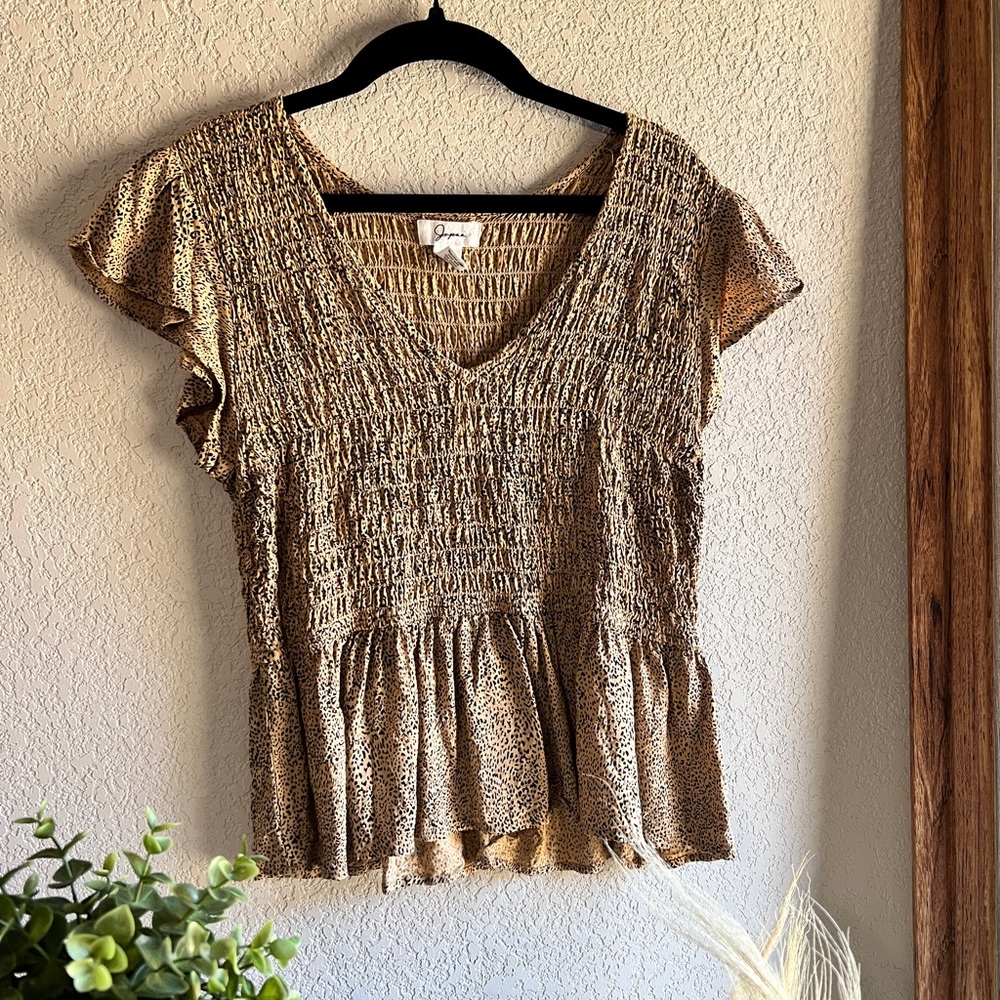Smocked Cheetah print crop top